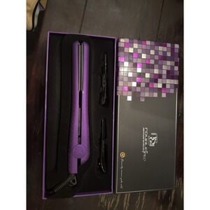 Royale Pro Purple Lilac 100%‎ Ceramic Flat Iron Hair Straightener with Clips Box